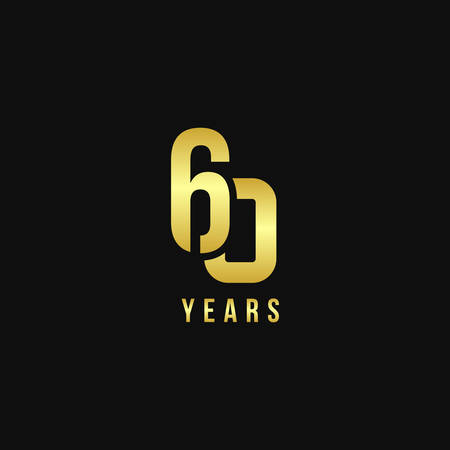 60 Years Anniversary Gold Number Vector Designのイラスト素材