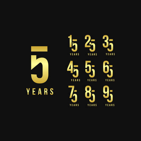 Set Years Anniversary Gold Number Vector Designのイラスト素材