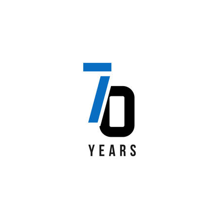 70 Years Anniversary Blue And Black Number Vector Designのイラスト素材