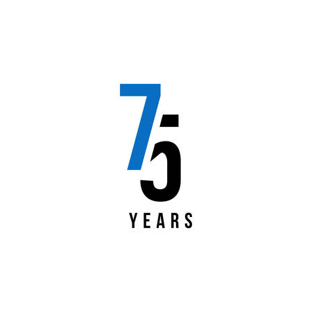 75 Years Anniversary Blue And Black Number Vector Designのイラスト素材