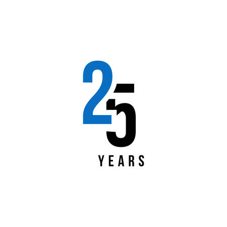 25 Years Anniversary Blue And Black Number Vector Designのイラスト素材