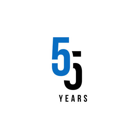 55 Years Anniversary Blue And Black Number Vector Designのイラスト素材