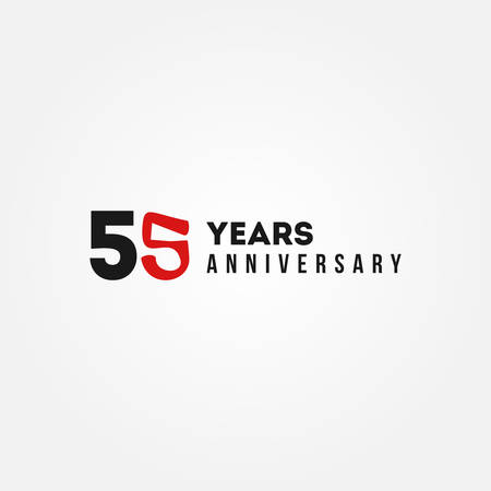 55 Years Anniversary Black And Red Vector Designのイラスト素材