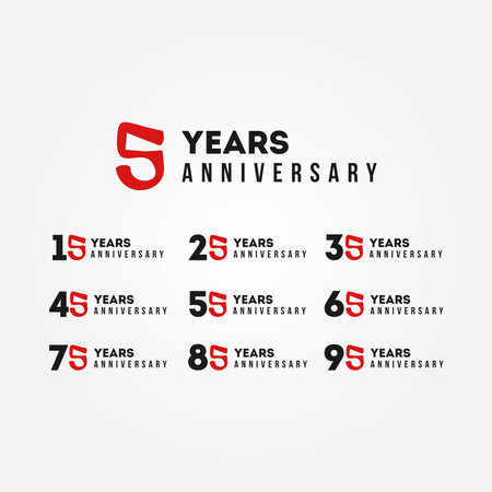 Set Of Anniversary Black And Red Vector Designのイラスト素材