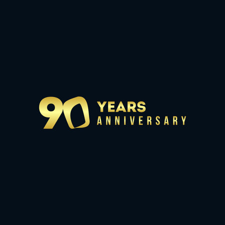 90 Years Anniversary Gold Number Vector Designのイラスト素材