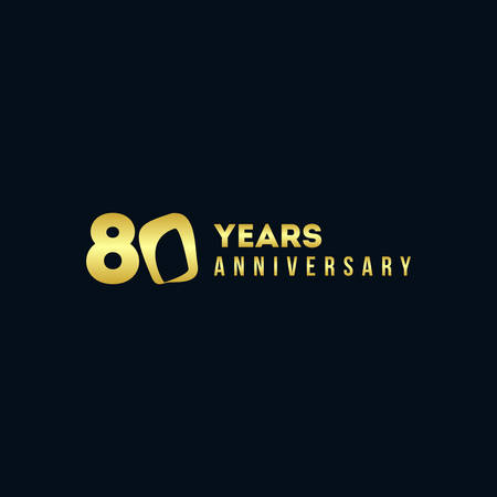 80 Years Anniversary Gold Number Vector Designのイラスト素材