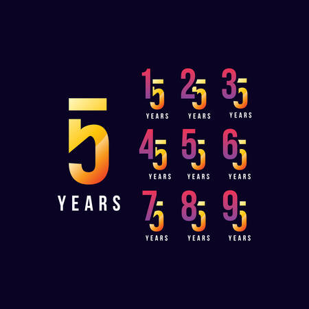 Set Of Anniversary Gradient Number Vector Designのイラスト素材
