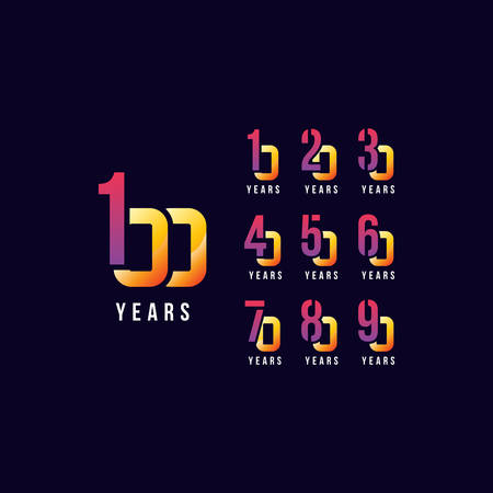 Set Of Anniversary Gradient Number Vector Designのイラスト素材