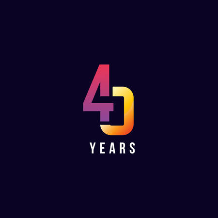 40 Years Anniversary Gradient Number Vector Designのイラスト素材