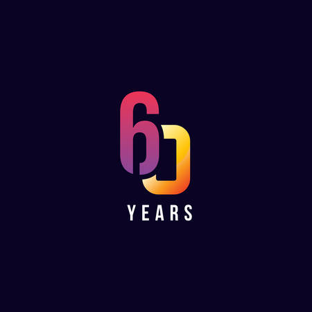 60 Years Anniversary Gradient Number Vector Designのイラスト素材