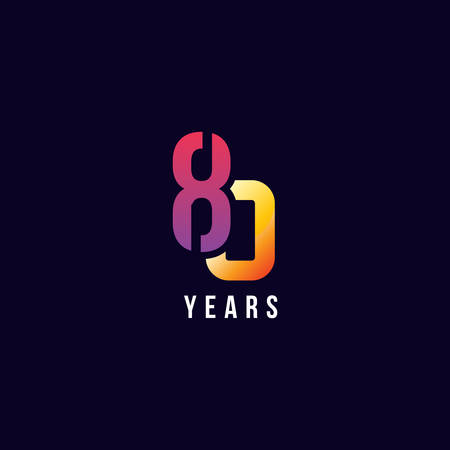 80 Years Anniversary Gradient Number Vector Designのイラスト素材