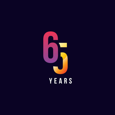 65 Years Anniversary Gradient Number Vector Designのイラスト素材