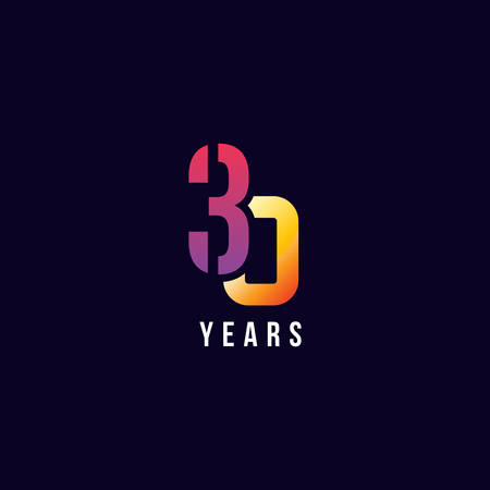 30 Years Anniversary Gradient Number Vector Designのイラスト素材