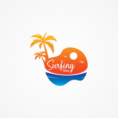 Surfing Day Vector Design Illustrationのイラスト素材
