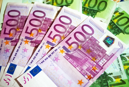 Currency - Close-up from European euro banknotes の写真素材