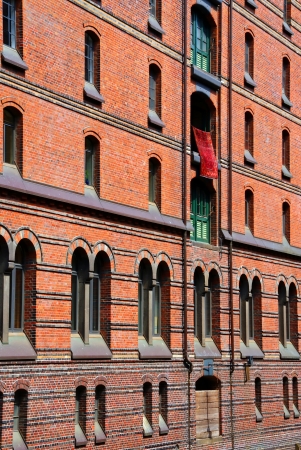 Warehouse Hamburg - The front of a warehouse in the historic warehouse district in Hamburg  の写真素材