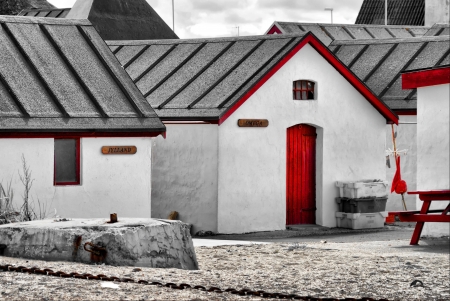 Fishermen s cottages in Denmarkのeditorial素材