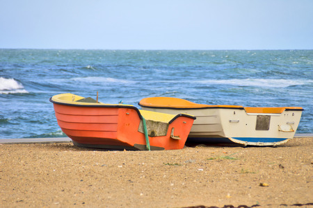 Landing for boats - The landing place of fishing boats on the beach at the Danish North Sea coast.の写真素材