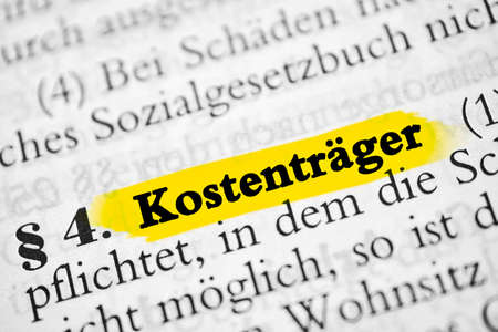 Kostentraeger - German Social Security Code - the German word for "cost unit" - marked in yellowの写真素材