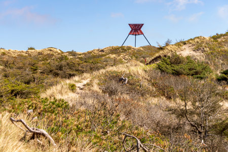 Navigation signs in the dunes on the Danish North Sea coast.の写真素材
