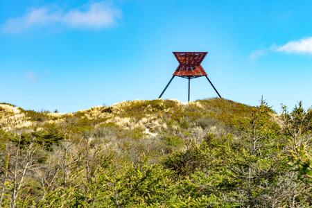 Navigation signs in the dunes on the Danish North Sea coast.の写真素材
