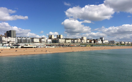 Western Brighton waterfront on a sunny dayの写真素材