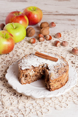 homemade apple pie on table, close upの写真素材