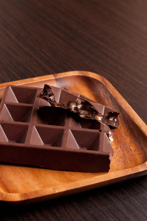 Chocolate with nuts, close up, verticalの写真素材
