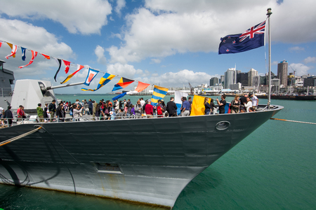 AUCKLAND, NEW ZEALAND - NOVEMBER 20, 2016 This year marks the 75th Anniversary of the foundation of New Zealand Navy. As part of the  celebrations a number of ships from Japan, China, Republic of Korea, India, Indonesia, Singapore, and New Zealand were opのeditorial素材