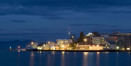 Downtown Molde in the early morningの写真素材