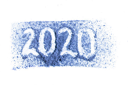 Blue eyeshadow isolated on a white background. New Year concept.