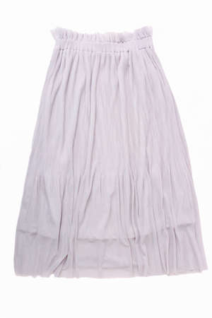 Gray pleated long skirt isolated on a white background.の写真素材