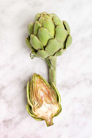 Fresh artichoke on marble background.の写真素材
