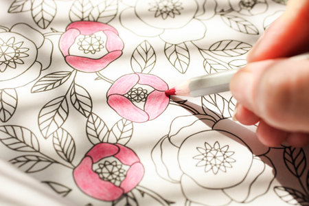 Adult antistress coloring book with floral pattern.