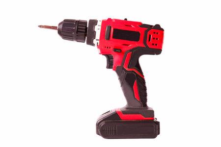 Electric cordless drill isolated on white background.