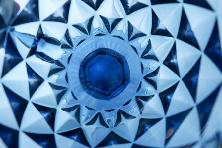 Blue glass background with pattern, close-up.の写真素材