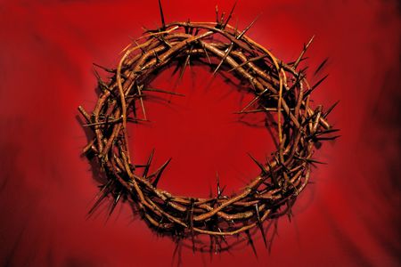 crown of thorns against red background - symbolic of the day He worn our crownの写真素材