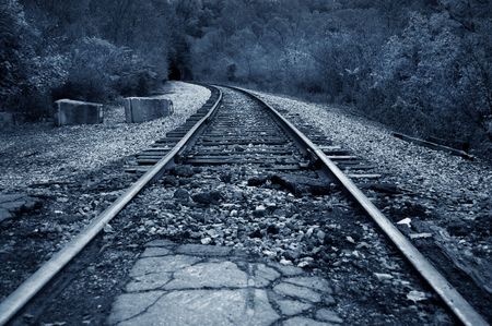 railroad track in low key country settingの写真素材