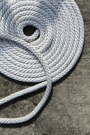 boat rope swirled on deckの写真素材