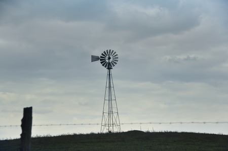 windmill at dusk in Ohio Amish Countryの写真素材