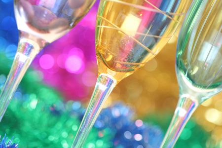 Close-up of corolful wineflassesの写真素材