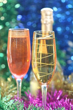 Close-up of wineglasses with champagneの写真素材