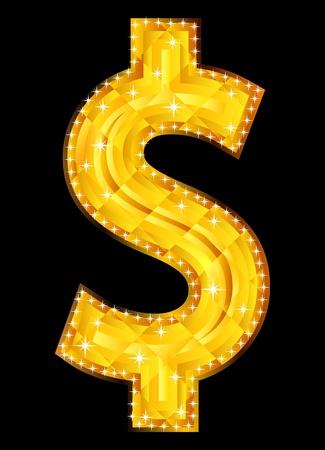 Illusrtation of dollar sign isolated on black backgroundのイラスト素材
