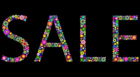 Illustration of  word SALE made of  colorful flowers のイラスト素材