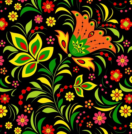 Illustration of  colorful flower on black background. のイラスト素材