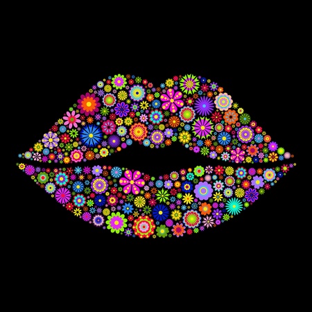 Illustration of  lips on black backgroundのイラスト素材