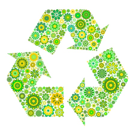 Flowery recycling symbol isolated on white backgroundのイラスト素材