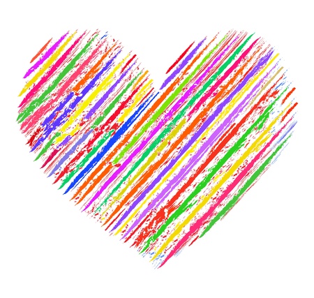 Colors of love. Illustration of colorful  abstract  heart on white backgroundのイラスト素材