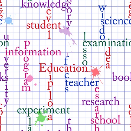 illustration of seamless pattern with words on the subject of educationのイラスト素材