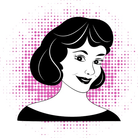 illustration of retro  female  faceのイラスト素材